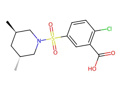 trans-2-Chloro-5-[(3,5-dimethylpiperidin-1-yl)sulphonyl]benzoic acid structure