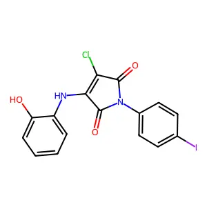 3-chloro-4-((2-hydroxyphenyl)amino)-1-(4-iodophenyl)-1H-pyrrole-2,5-dione structure