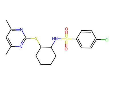 4-chloro-N-[2-(4,6-dimethylpyrimidin-2-yl)sulfanylcyclohexyl]benzenesulfonamide structure