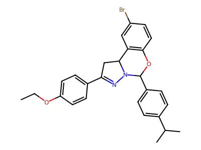 9-bromo-2-(4-ethoxyphenyl)-5-[4-(propan-2-yl)phenyl]-1,10b-dihydropyrazolo[1,5-c][1,3]benzoxazine structure