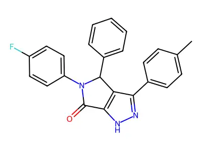 5-(4-fluorophenyl)-3-(4-methylphenyl)-4-phenyl-4,5-dihydropyrrolo[3,4-c]pyrazol-6(1H)-one structure