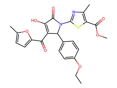 methyl 2-{(3E)-2-(4-ethoxyphenyl)-3-[hydroxy(5-methylfuran-2-yl)methylidene]-4,5-dioxopyrrolidin-1-yl}-4-methyl-1,3-thiazole-5-carboxylate structure
