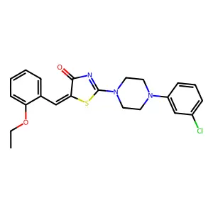 (5E)-2-[4-(3-chlorophenyl)piperazin-1-yl]-5-(2-ethoxybenzylidene)-1,3-thiazol-4(5H)-one structure