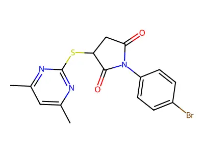 1-(4-Bromophenyl)-3-[(4,6-dimethylpyrimidin-2-yl)sulfanyl]pyrrolidine-2,5-dione structure