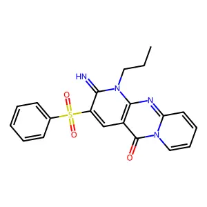 3-(Benzenesulfonyl)-2-imino-1-propyl-5-dipyrido[1,2-d:3',4'-f]pyrimidinone structure