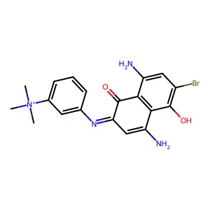3-[(4-Amino-6-bromo-1-hydroxy-8-imino-5-oxo-5,8-dihydronaphthalen-2-yl)amino]-N,N,N-trimethylanilinium structure