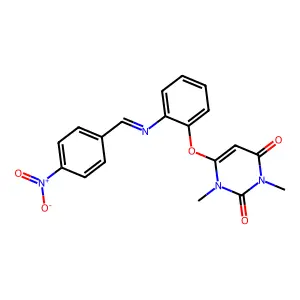 6-[2-({4-nitrobenzylidene}amino)phenoxy]-1,3-dimethyl-2,4(1H,3H)-pyrimidinedione structure