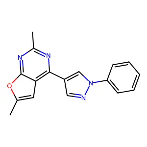 2,6-Dimethyl-4-(1-phenyl-4-pyrazolyl)furo[2,3-d]pyrimidine structure