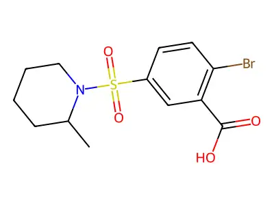 2-Bromo-5-[(2-methylpiperidin-1-yl)sulfonyl]benzoic acid structure