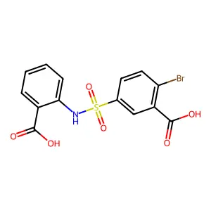 2-Bromo-5-[(2-carboxyphenyl)sulfamoyl]benzoic acid structure