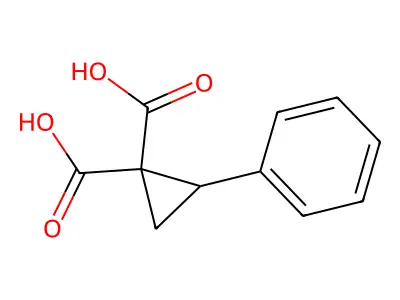 2-phenylcyclopropane-1,1-dicarboxylic Acid structure