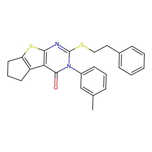 2-(phenethylthio)-3-(m-tolyl)-6,7-dihydro-3H-cyclopenta[4,5]thieno[2,3-d]pyrimidin-4(5H)-one structure