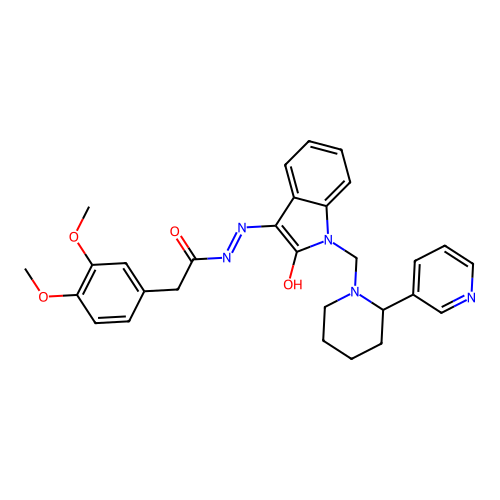 (E)-2-(3,4-dimethoxyphenyl)-N'-(2-oxo-1-((2-(pyridin-3-yl)piperidin-1-yl)methyl)indolin-3-ylidene)acetohydrazide structure