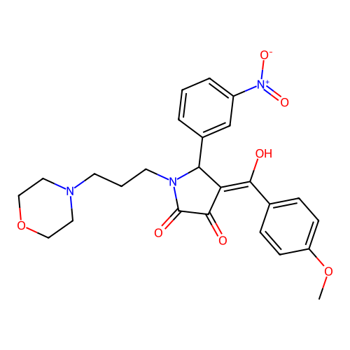 (4E)-4-[hydroxy(4-methoxyphenyl)methylidene]-1-[3-(morpholin-4-yl)propyl]-5-(3-nitrophenyl)pyrrolidine-2,3-dione structure