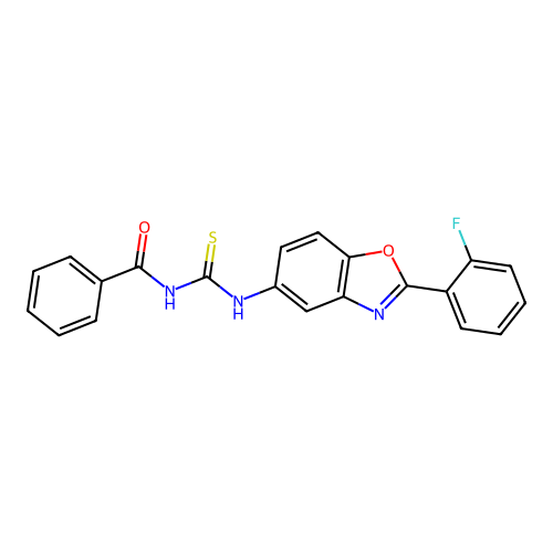 N-{[2-(2-fluorophenyl)-1,3-benzoxazol-5-yl]carbamothioyl}benzamide structure