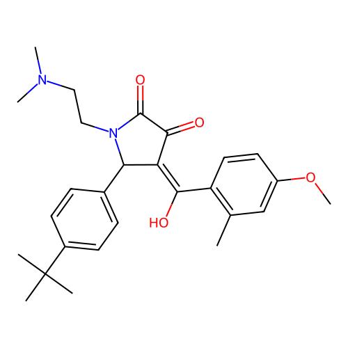 (4E)-5-(4-tert-butylphenyl)-1-(2-dimethylaminoethyl)-4-[hydroxy-(4-methoxy-2-methylphenyl)methylidene]pyrrolidine-2,3-dione structure
