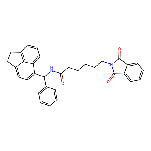 N-(acenaphthen-5-yl-phenyl-methyl)-6-(1,3-dioxoisoindol-2-yl)hexanamide structure