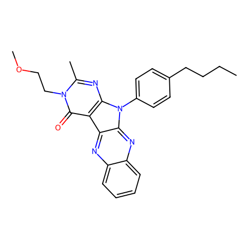 11-(4-butylphenyl)-3-(2-methoxyethyl)-2-methyl-3,11-dihydro-4H-pyrimido[5',4':4,5]pyrrolo[2,3-b]quinoxalin-4-one structure