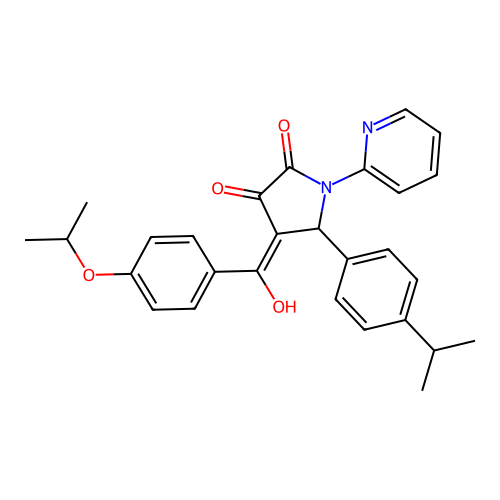 (4E)-4-[hydroxy-(4-propan-2-yloxyphenyl)methylidene]-5-(4-propan-2-ylphenyl)-1-pyridin-2-ylpyrrolidine-2,3-dione structure