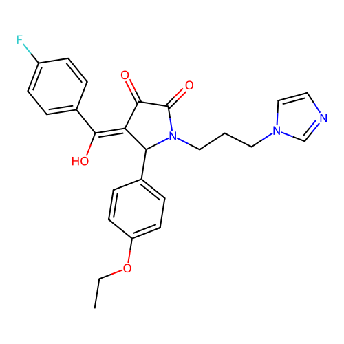 (4E)-5-(4-ethoxyphenyl)-4-[(4-fluorophenyl)(hydroxy)methylidene]-1-[3-(1H-imidazol-1-yl)propyl]pyrrolidine-2,3-dione structure