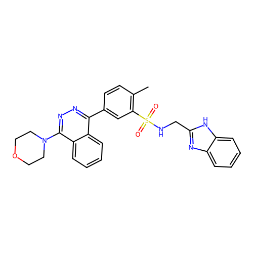 N-((1H-benzo[d]imidazol-2-yl)methyl)-2-methyl-5-(4-morpholinophthalazin-1-yl)benzenesulfonamide structure
