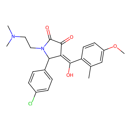 (4E)-5-(4-chlorophenyl)-1-(2-dimethylaminoethyl)-4-[hydroxy-(4-methoxy-2-methylphenyl)methylidene]pyrrolidine-2,3-dione structure