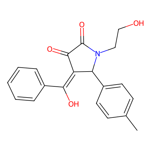 (4E)-1-(2-hydroxyethyl)-4-[hydroxy(phenyl)methylidene]-5-(4-methylphenyl)pyrrolidine-2,3-dione structure