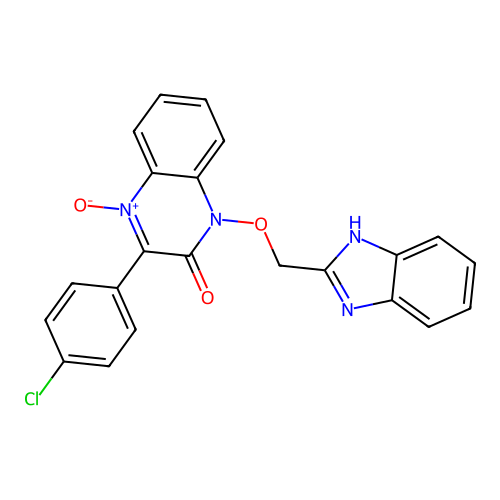 1-(1H-benzimidazol-2-ylmethoxy)-3-(4-chlorophenyl)quinoxalin-2(1H)-one 4-oxide structure