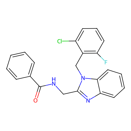 N-({1-[(2-chloro-6-fluorophenyl)methyl]benzimidazol-2-yl}methyl)benzamide structure