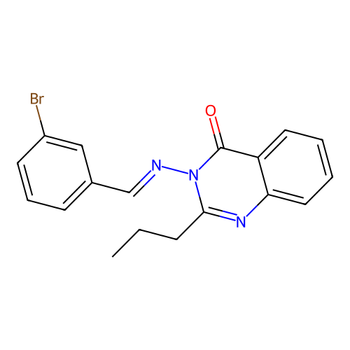 3-{[(E)-(3-bromophenyl)methylidene]amino}-2-propylquinazolin-4(3H)-one structure