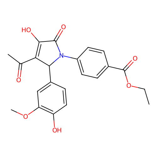 ethyl 4-[3-acetyl-4-hydroxy-2-(4-hydroxy-3-methoxyphenyl)-5-oxo-2H-pyrrol-1-yl]benzoate structure