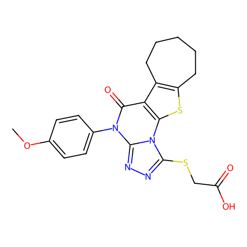 {[4-(4-methoxyphenyl)-5-oxo-4,5,7,8,9,10-hexahydro-6H-cyclohepta[4,5]thieno[3,2-e][1,2,4]triazolo[4,3-a]pyrimidin-1-yl]sulfanyl}acetic acid structure
