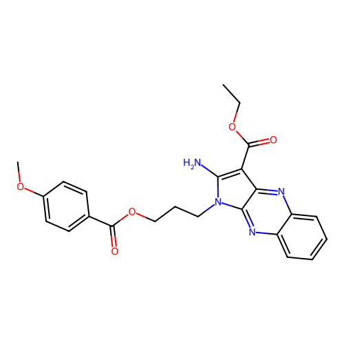 ethyl 2-amino-1-[3-(4-methoxybenzoyl)oxypropyl]pyrrolo[3,2-b]quinoxaline-3-carboxylate structure