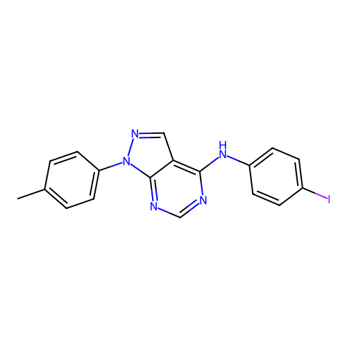 N-(4-iodophenyl)-1-(4-methylphenyl)-1H-pyrazolo[3,4-d]pyrimidin-4-amine structure