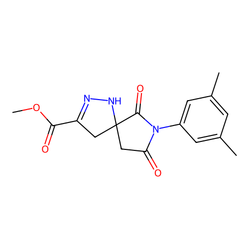 methyl 7-(3,5-dimethylphenyl)-6,8-dioxo-1,2,7-triazaspiro[4.4]non-2-ene-3-carboxylate structure
