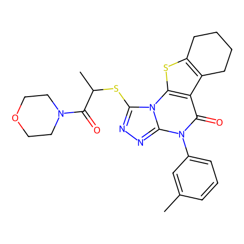 4-(3-methylphenyl)-1-{[1-(morpholin-4-yl)-1-oxopropan-2-yl]sulfanyl}-6,7,8,9-tetrahydro[1]benzothieno[3,2-e][1,2,4]triazolo[4,3-a]pyrimidin-5(4H)-one structure