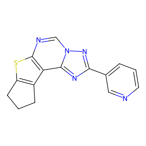 2-(pyridin-3-yl)-9,10-dihydro-8H-cyclopenta[4,5]thieno[3,2-e][1,2,4]triazolo[1,5-c]pyrimidine structure
