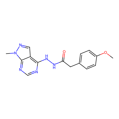 2-(4-methoxyphenyl)-N'-(1-methyl-1H-pyrazolo[3,4-d]pyrimidin-4-yl)acetohydrazide structure