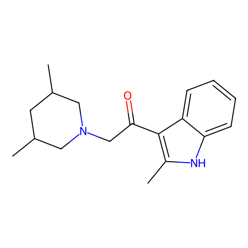 2-(3,5-dimethylpiperidin-1-yl)-1-(2-methyl-1H-indol-3-yl)ethanone structure