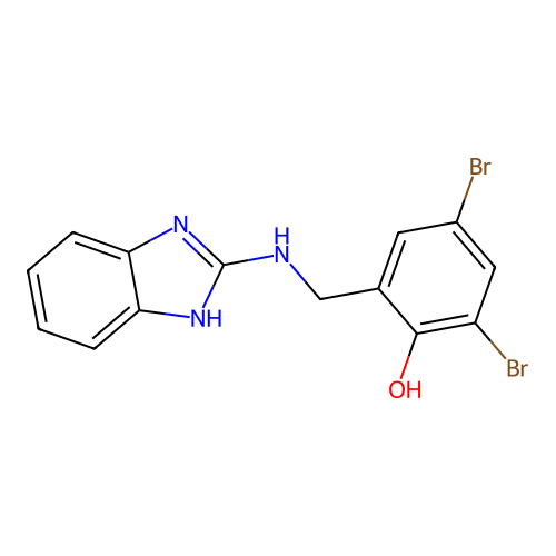 2-[(1H-benzimidazol-2-ylamino)methyl]-4,6-dibromophenol structure