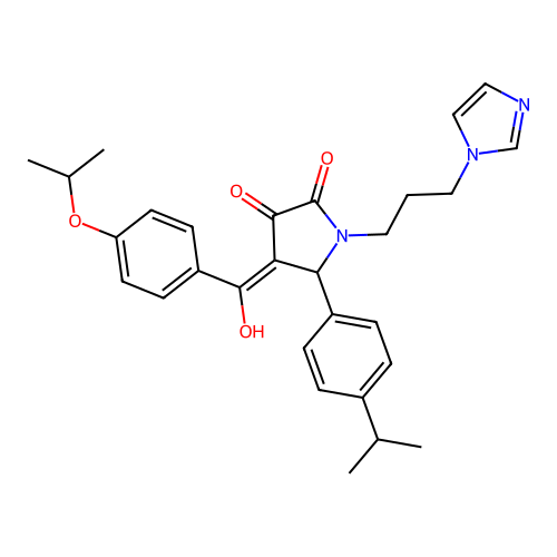 (4E)-4-[hydroxy-(4-propan-2-yloxyphenyl)methylidene]-1-(3-imidazol-1-ylpropyl)-5-(4-propan-2-ylphenyl)pyrrolidine-2,3-dione structure