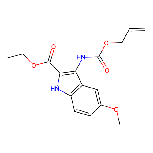 ethyl 5-methoxy-3-{[(prop-2-en-1-yloxy)carbonyl]amino}-1H-indole-2-carboxylate structure