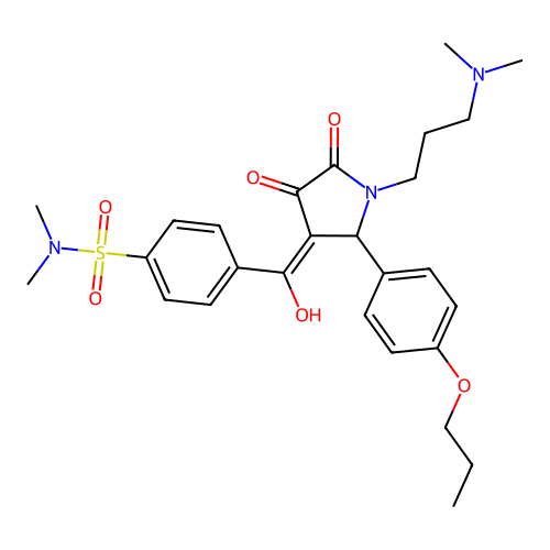 4-({1-[3-(dimethylamino)propyl]-4-hydroxy-5-oxo-2-(4-propoxyphenyl)-2,5-dihydro-1H-pyrrol-3-yl}carbonyl)-N,N-dimethylbenzenesulfonamide structure
