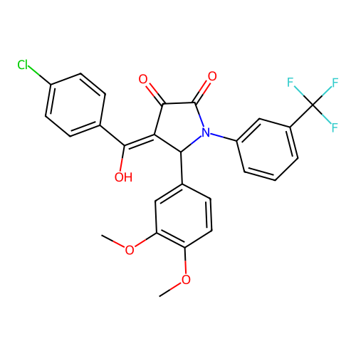 (4E)-4-[(4-chlorophenyl)(hydroxy)methylidene]-5-(3,4-dimethoxyphenyl)-1-[3-(trifluoromethyl)phenyl]pyrrolidine-2,3-dione structure