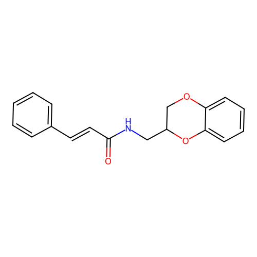(2E)-N-(2H,3H-benzo[e]1,4-dioxin-2-ylmethyl)-3-phenylprop-2-enamide structure