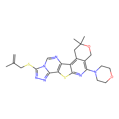8,8-DIMETHYL-11-MORPHOLINO-7,10-DIHYDRO-8H-PYRANO[4'',3'':4',5']PYRIDO[3',2':4,5]THIENO[2,3-E][1,2,4]TRIAZOLO[4,3-C]PYRIMIDIN-3-YL (2-METHYLALLYL) SULFIDE structure