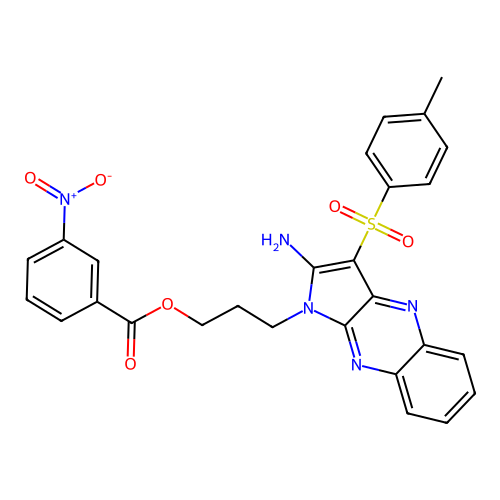3-(2-amino-3-tosyl-1H-pyrrolo[2,3-b]quinoxalin-1-yl)propyl 3-nitrobenzoate structure