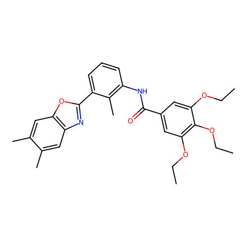 N-[3-(5,6-dimethyl-1,3-benzoxazol-2-yl)-2-methylphenyl]-3,4,5-triethoxybenzamide structure