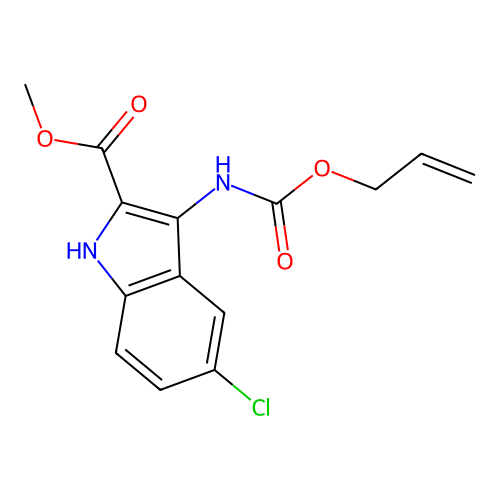 methyl 5-chloro-3-{[(prop-2-en-1-yloxy)carbonyl]amino}-1H-indole-2-carboxylate structure