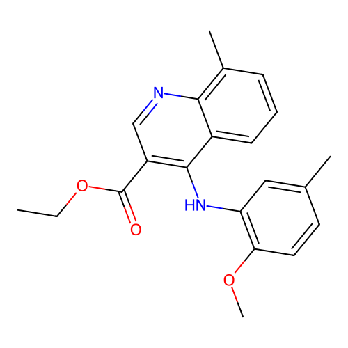 Ethyl 4-[(2-methoxy-5-methylphenyl)amino]-8-methylquinoline-3-carboxylate structure